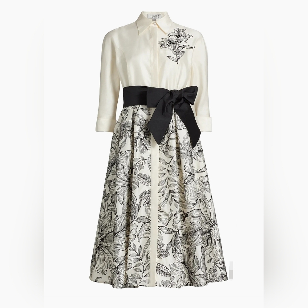 TERI JON Floral Embroidered Shirt Dress NWT